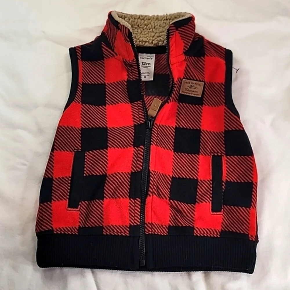 Carters fleece flannel vest , 12 months